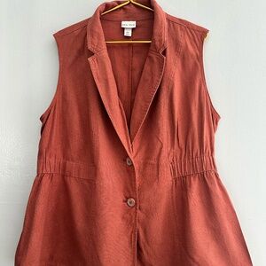 AVA & VIV Dark Rust Button Up Sleeveless Vest